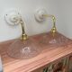 Vintage pink Art Deco glass wall lights