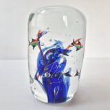 VINTAGE 1980 SULFUR PAPERWEIGHT AQUARIUM IN MURANO GLASS SIGNED RENE 8