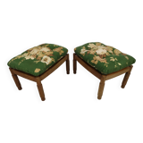 Pair of vintage oak poufs