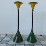 Pair of 80s Memphis era candlesticks