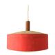 Red fabric ceiling light with textured plexiglass shade by Temde, 1960s, Germany.