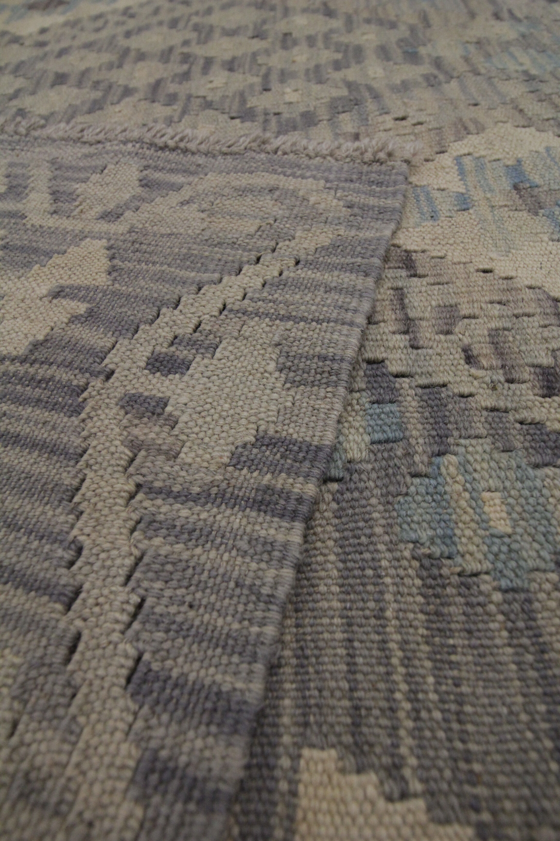 Blue Grey Traditional Handwoven Afghan Kilim Rug 124x182cm