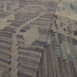 Blue Grey Traditional Handwoven Afghan Kilim Rug 124x182cm