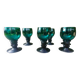 Six Roemer glasses in green blown crystal with "pastilles" decoration