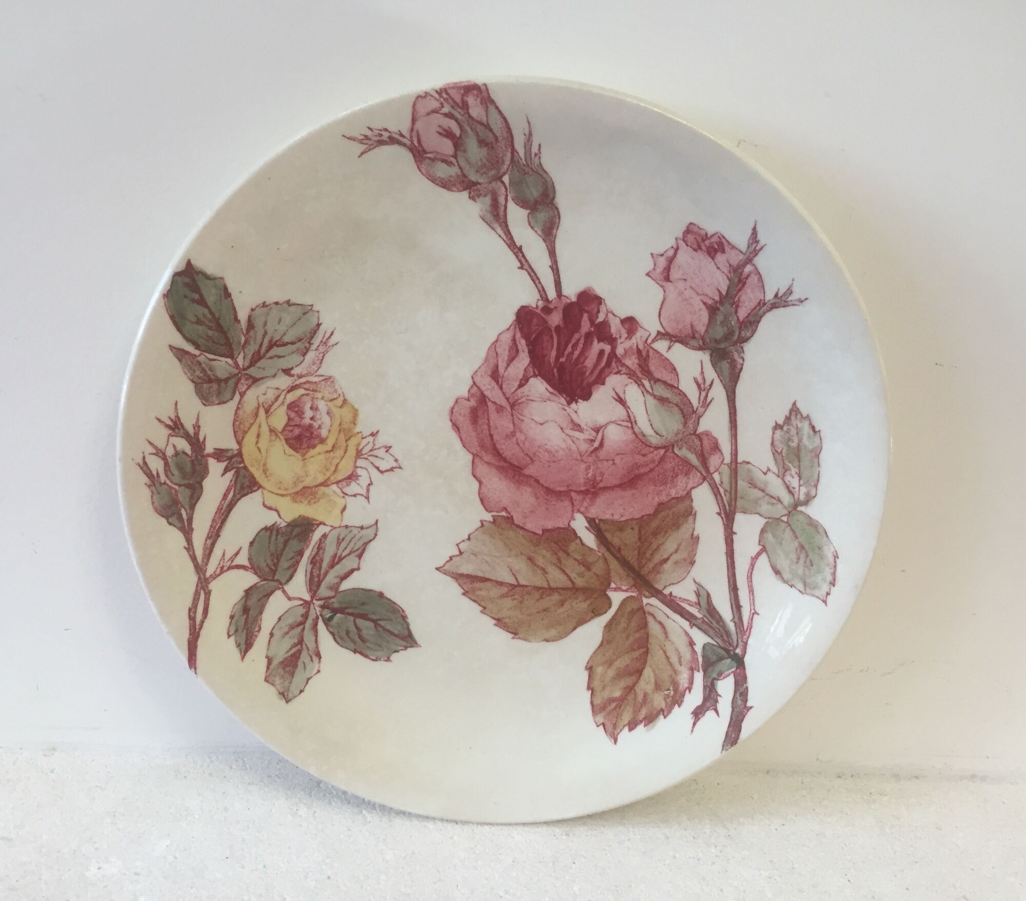 Plate flat iron earth J.Vieillard et cie de Bordeaux roses