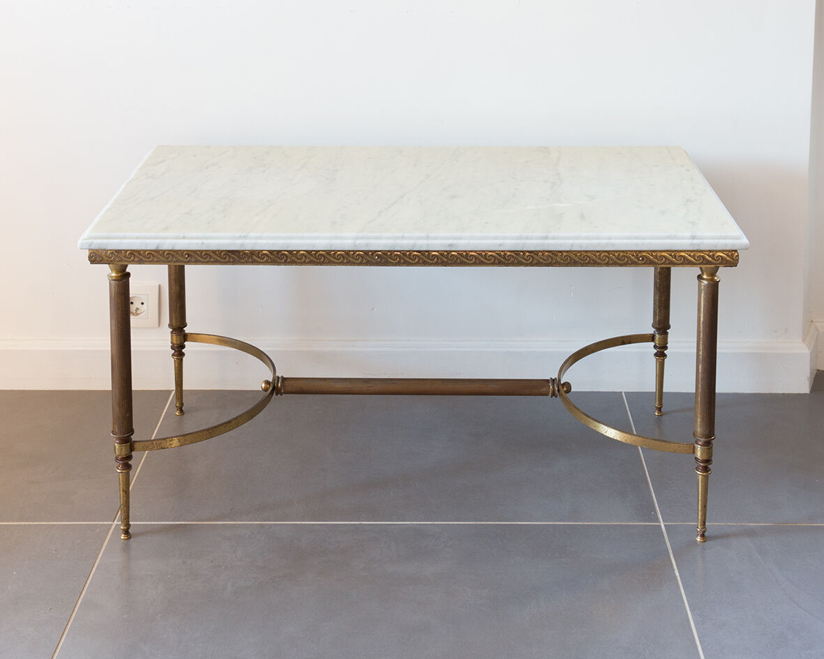 Marble and brass coffee table