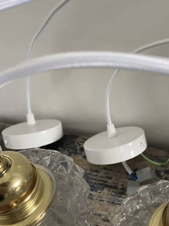 Set of two vintage chiseled glass pendant lights