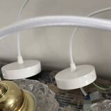 Set of two vintage chiseled glass pendant lights