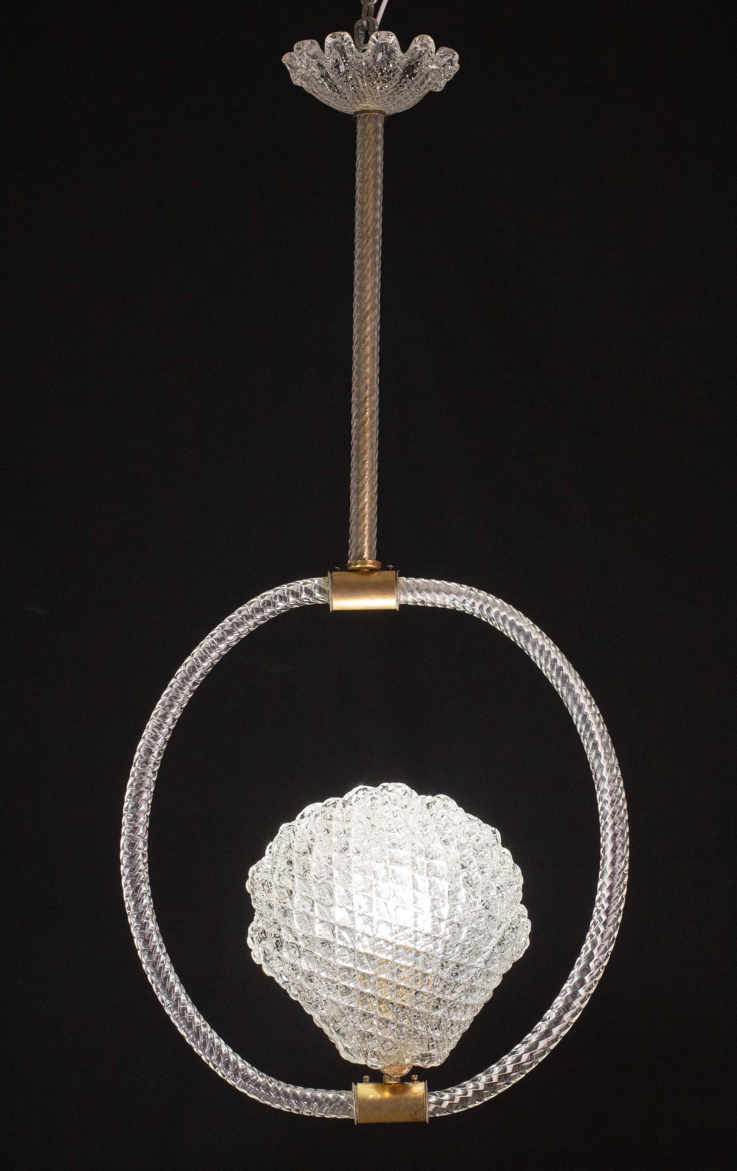 Midcentury Shell Trasparent Murano Glass Chandelier by Barovier e Toso, 194