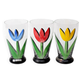 Ensemble de 3 verres en cristal Tulipe / Rouge, Jaune, Bleu / Ulrica Hydman Vallien