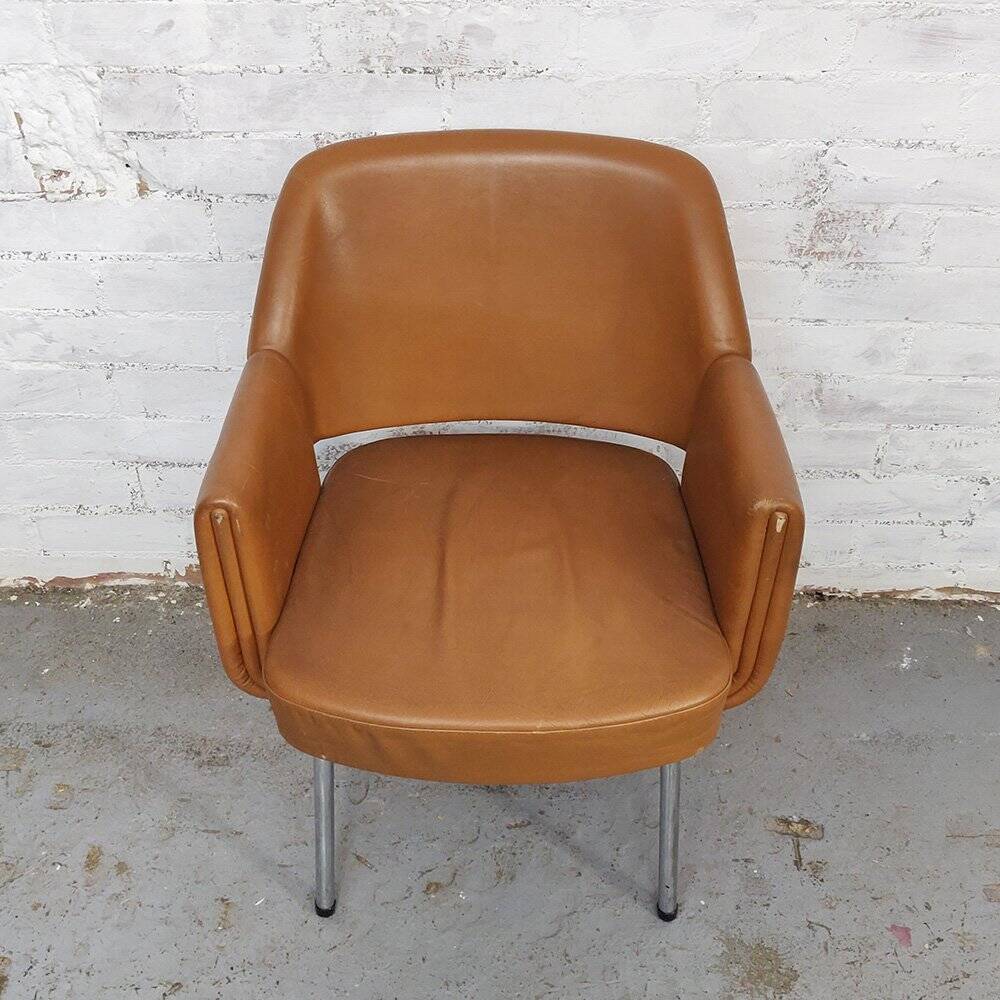 Deauville Leather Armchairs by Marc and Pierre Simon for Airborne, 1960s