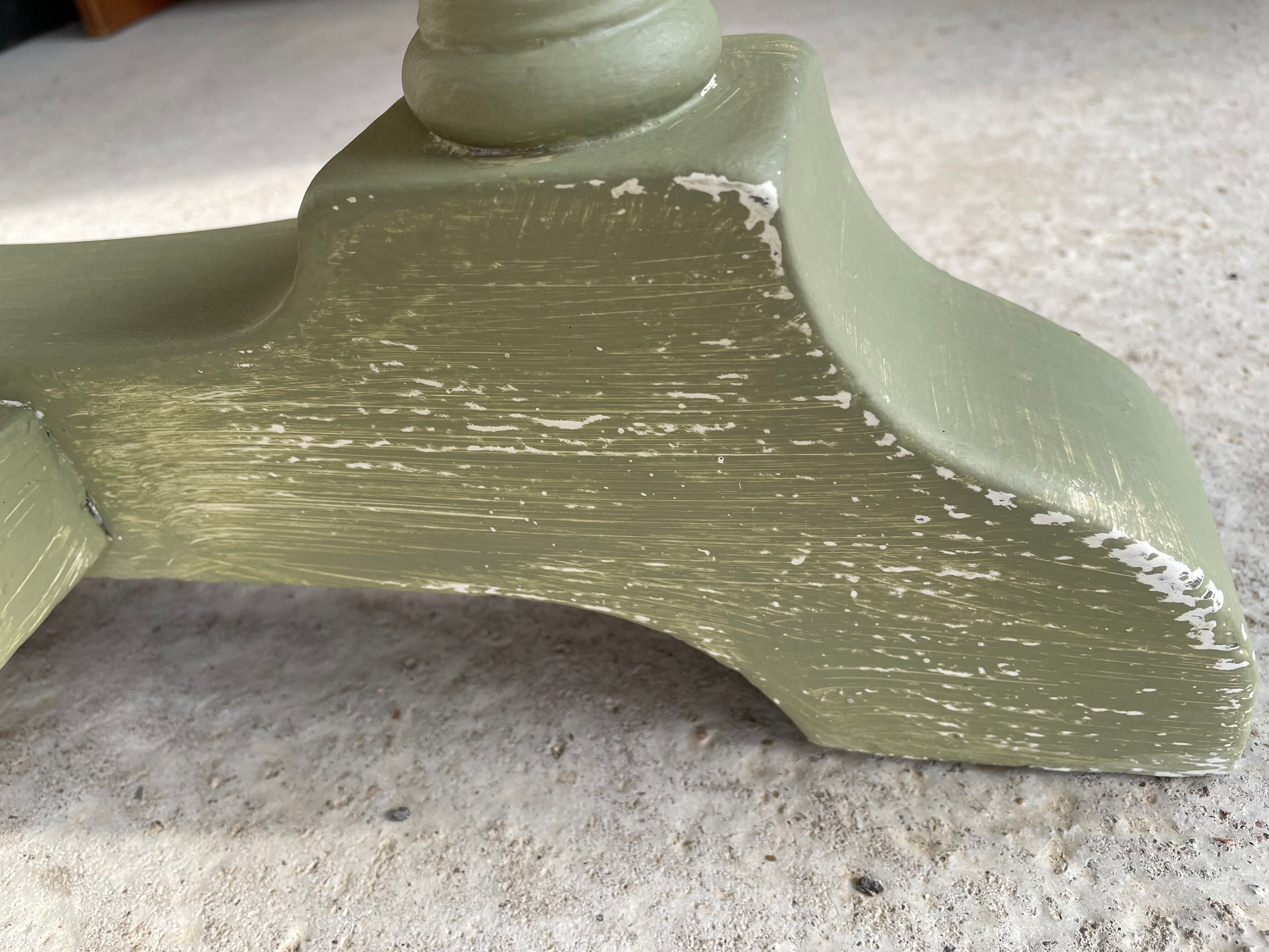 Patinated green baluster table