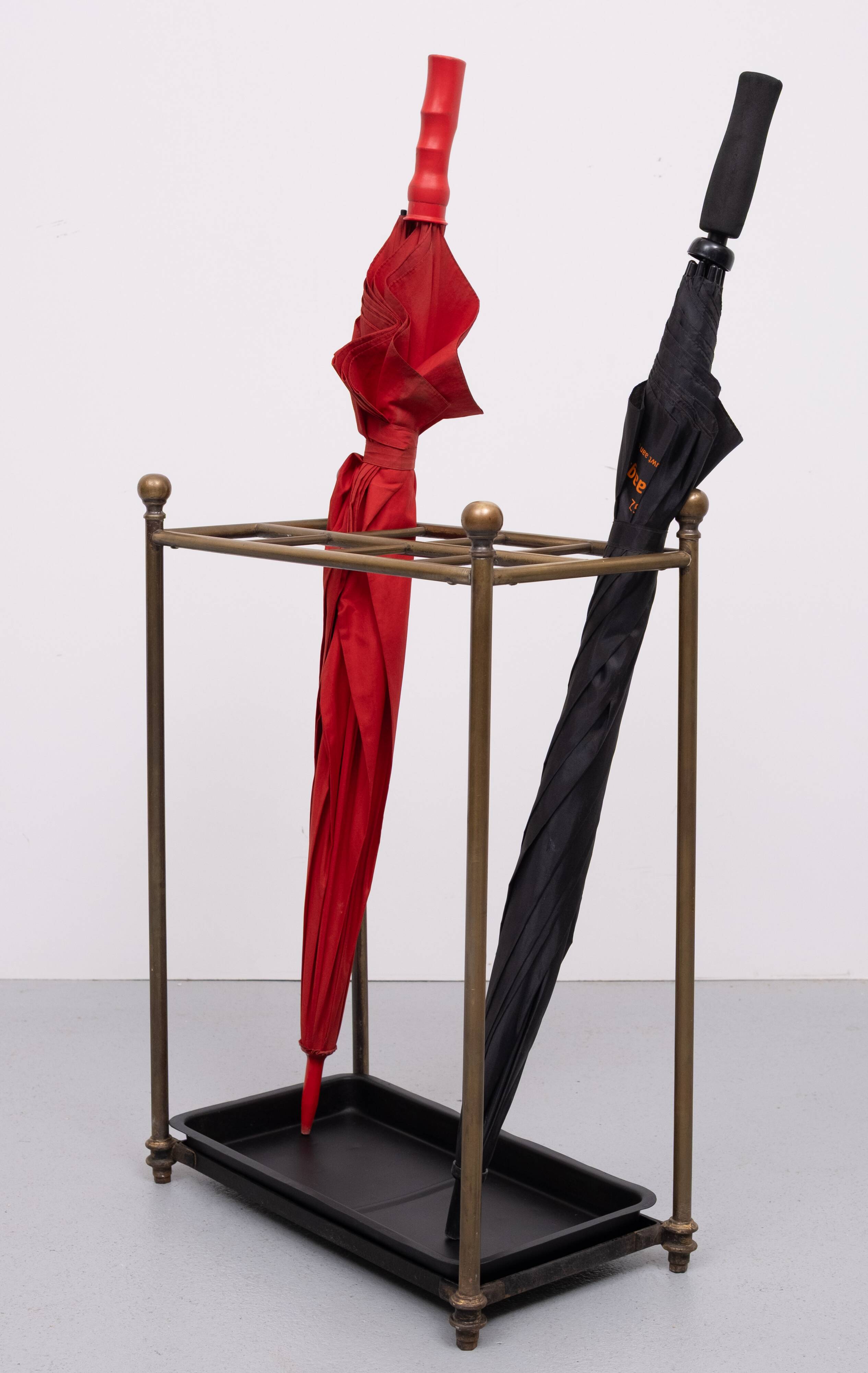 Rectangular Brass And Cast Iron Umbrella Stand. French. Circa 1900