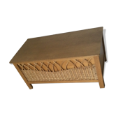 Coffre bois et rotin vintage