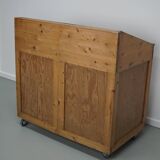 Meuble de mercerie hollandais vintage en pin et verre