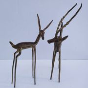 four vintage brass gazelle antelope sculptures