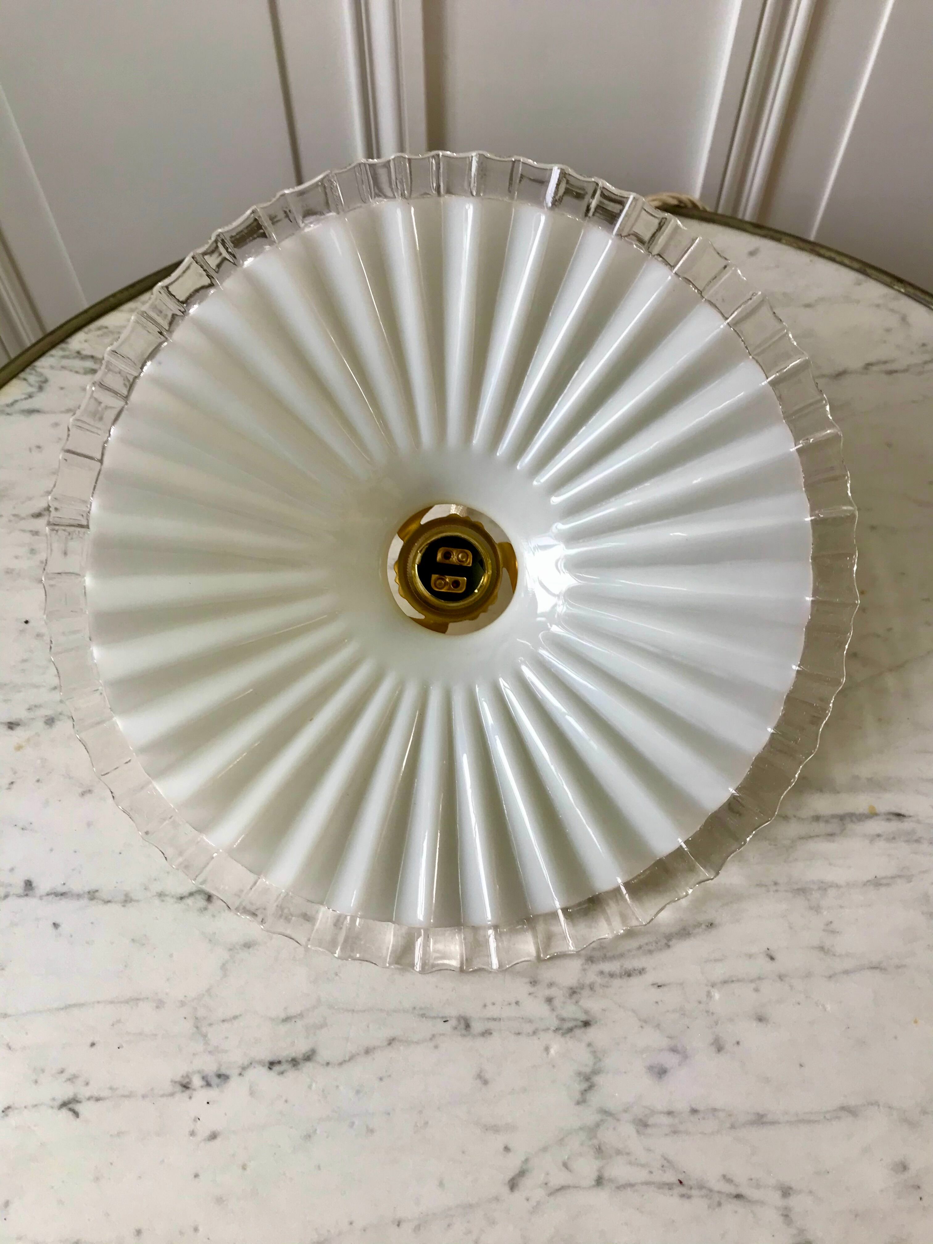 suspension in pleated opaline early 20th century