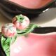Black and Pink Ceramic Tomato Bowls — Keramos Sèvres, Mid-Century