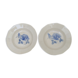 Lot de 2 assiettes creuses Digoin Sarreguemines modèle "rose bleue"