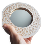 Stoneware mirror with sgraffito decoration