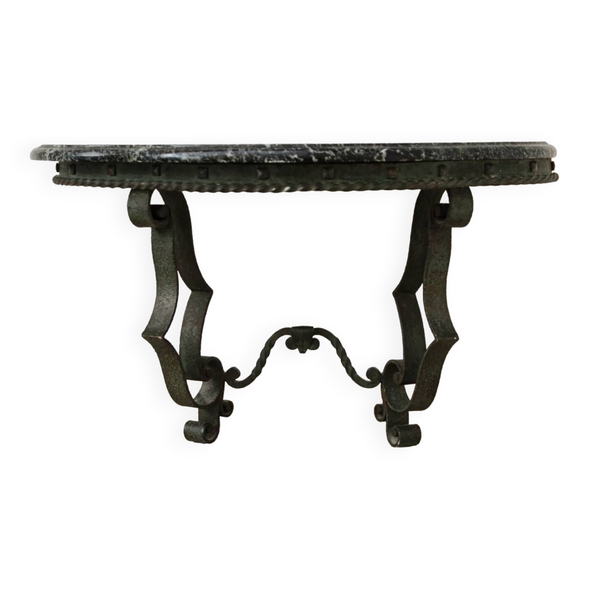 Console murale en fer forgé et marbre