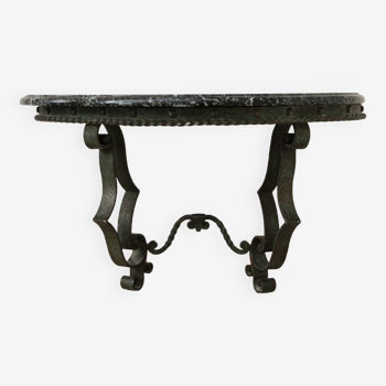 Wrought iron and marble wall console