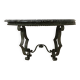 Wrought iron and marble wall console
