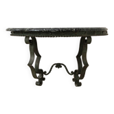 Console murale en fer forgé et marbre
