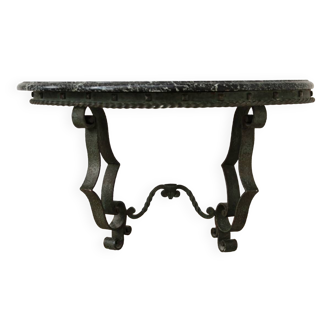 Wrought iron and marble wall console