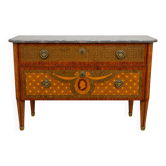 Commode de style Louis XVI en marqueterie, XXᵉ siècle – Plateau de mar