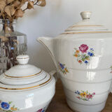 Porcelain coffee pot and sugar bowl