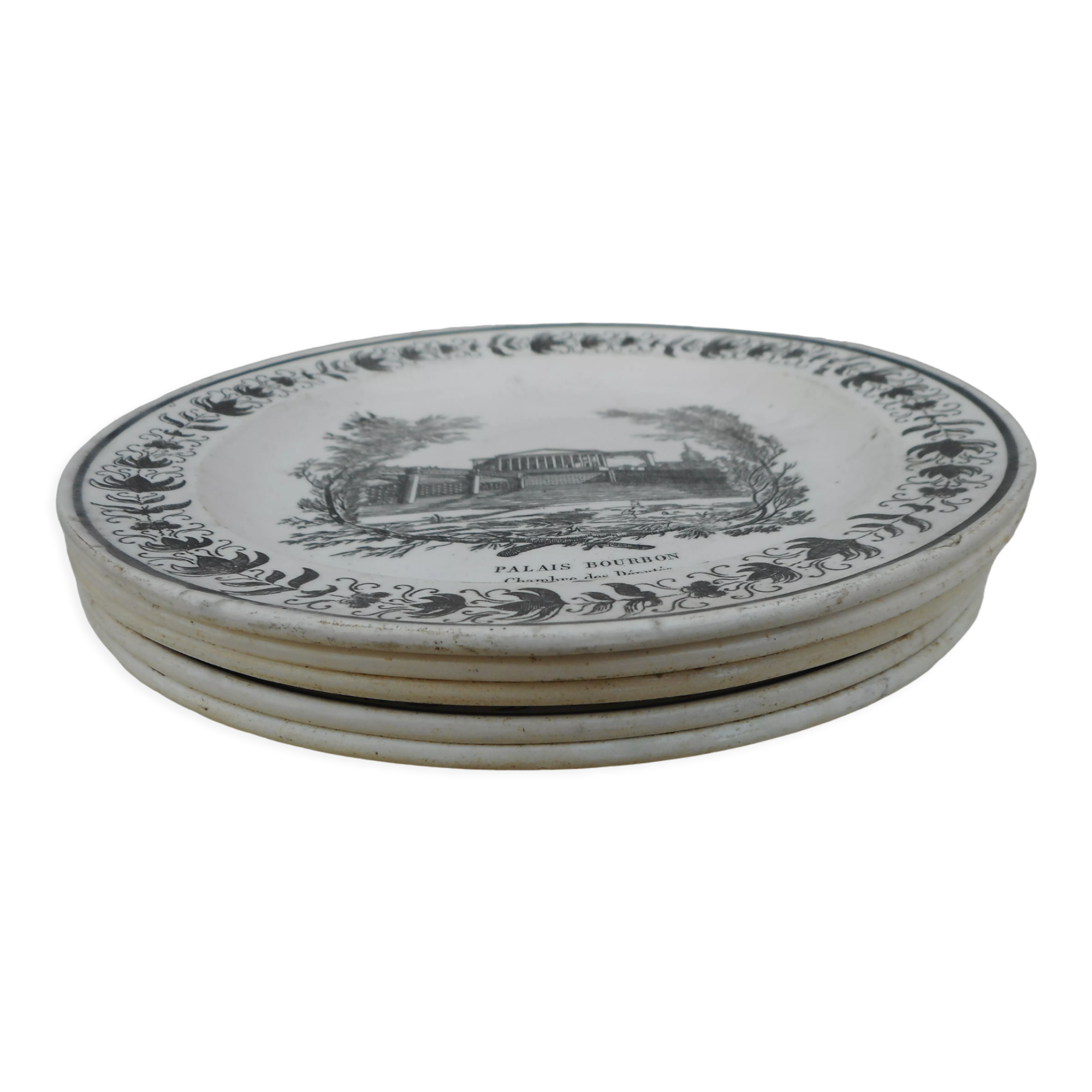 Lot of 5 earthenware plates of Montreau