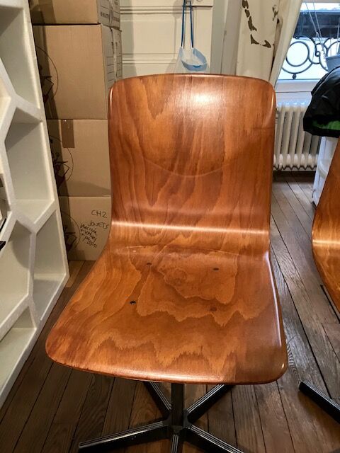 Pair of vintage wood and metal chairs for school desk