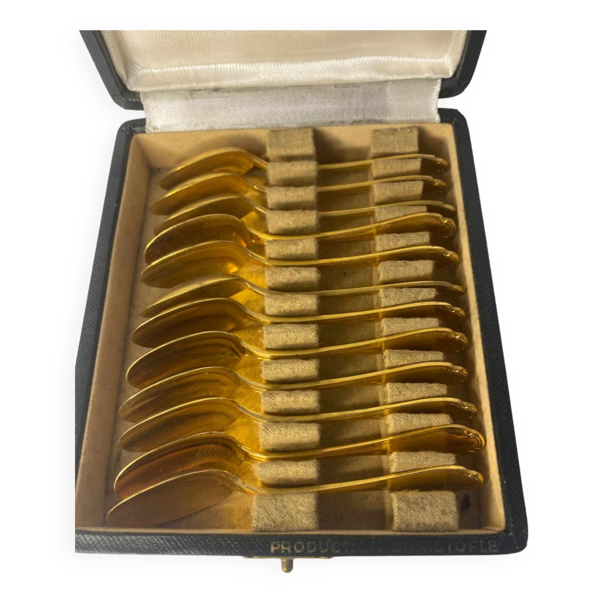 12 small silver-gilt spoons