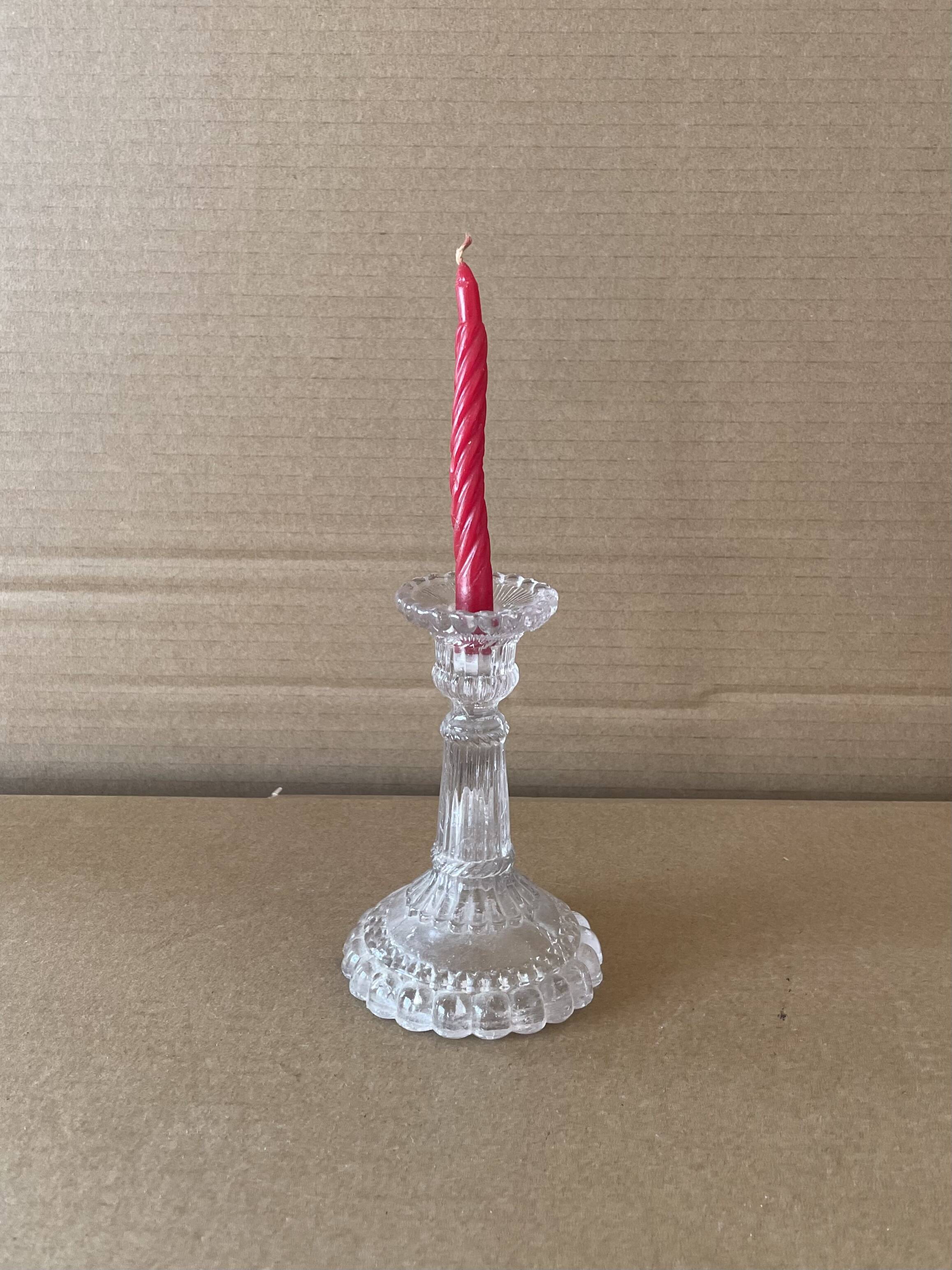 Small antique glass candle holder