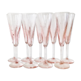 6 pink champagne flutes