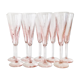 6 pink champagne flutes
