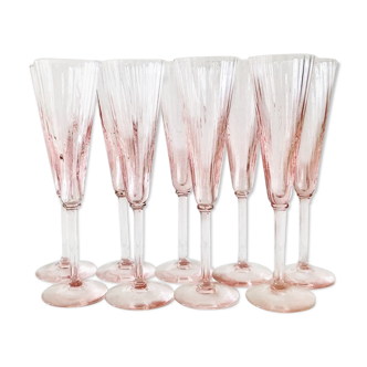 6 pink champagne flutes