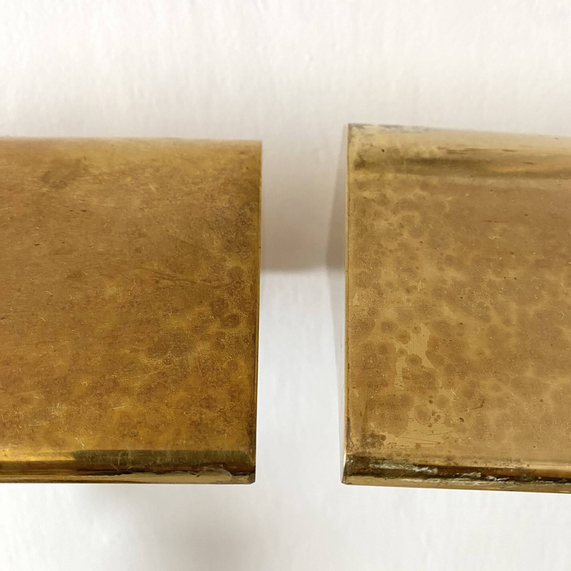 Pair of notary-style lamps in gilded metal