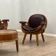 Rustic living room wooden barrel armchairs and sofa Italy 1970s