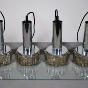 Space Age ceiling lamps bubble glass and chrome by Staff, Set of 4, 1970s