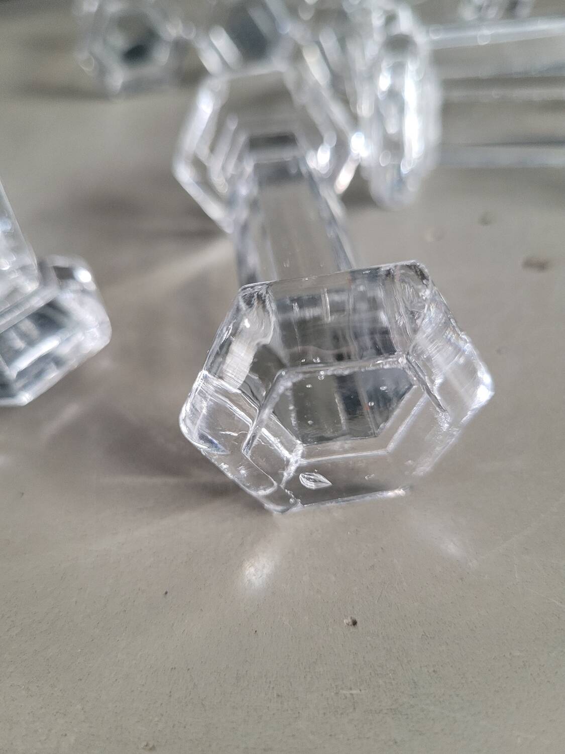 10 hexagonal glass knife holders