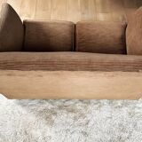 Canapé en velours 70s côtelé brun