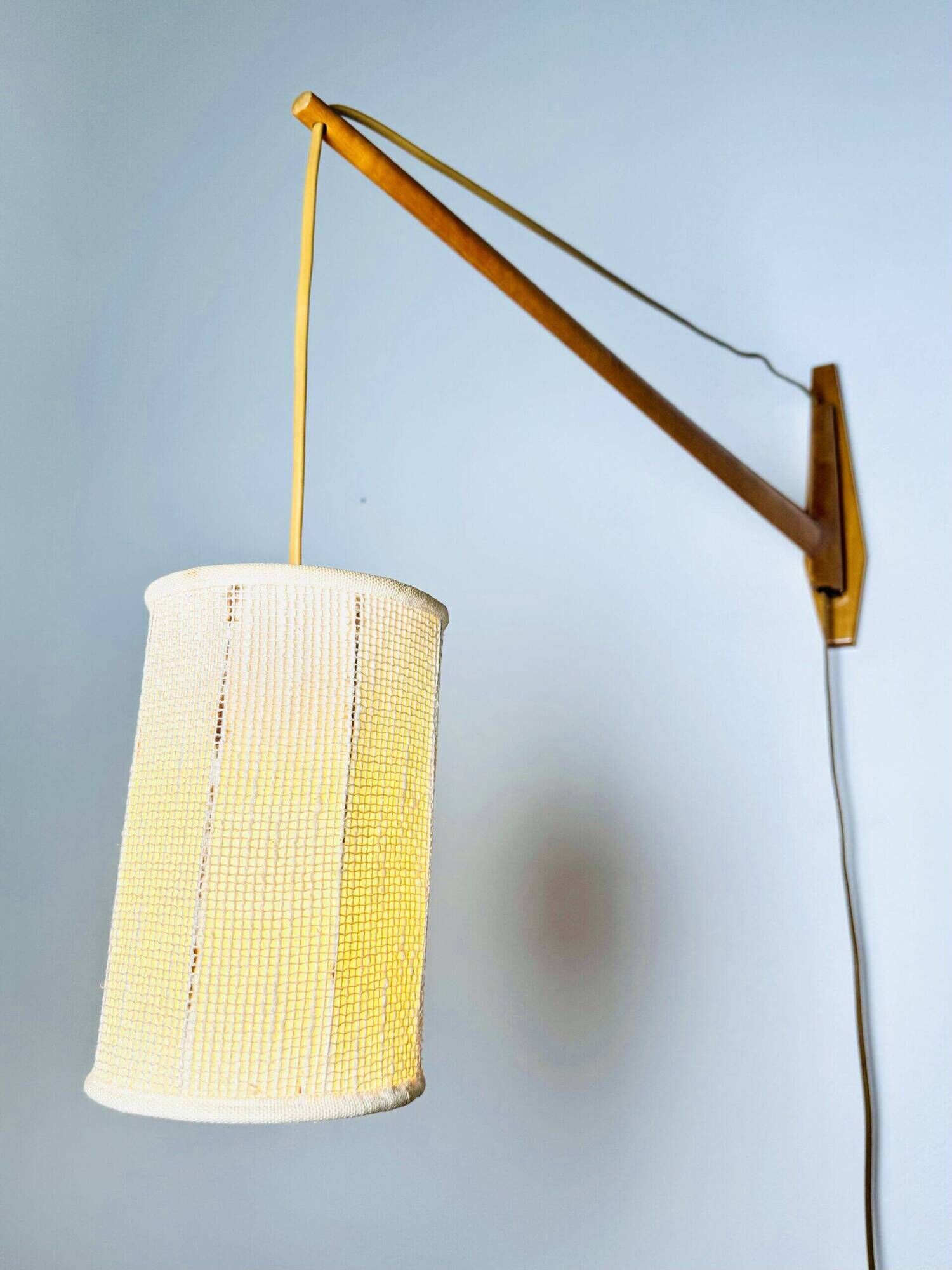 Large Rosewood Swivel-Arm Wall Lamp, Sweden 1950S
