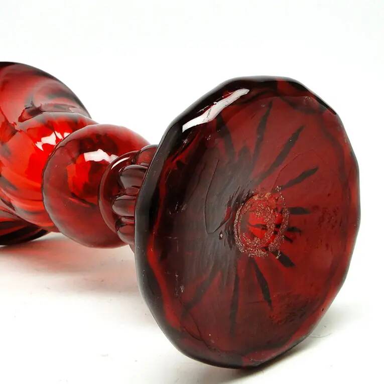 Vase, mid-century modern, red glass, designed by J. Słuczan-Orkusz, Poland, 1970s