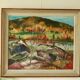 Original mid-century oil painting on Swedish canvas "Autumn Day Järvsö"
