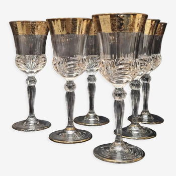 6 crystal flutes gilded with fine gold