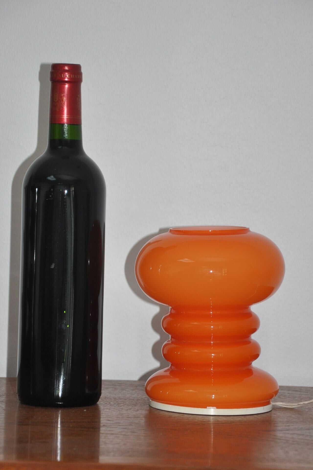 Orange glass table lamp, 1970