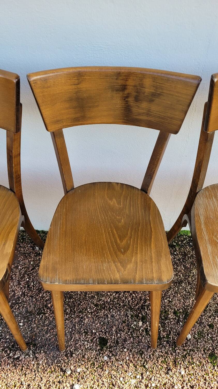 Series of 6 vintage old restaurant bistro chairs - 1950s