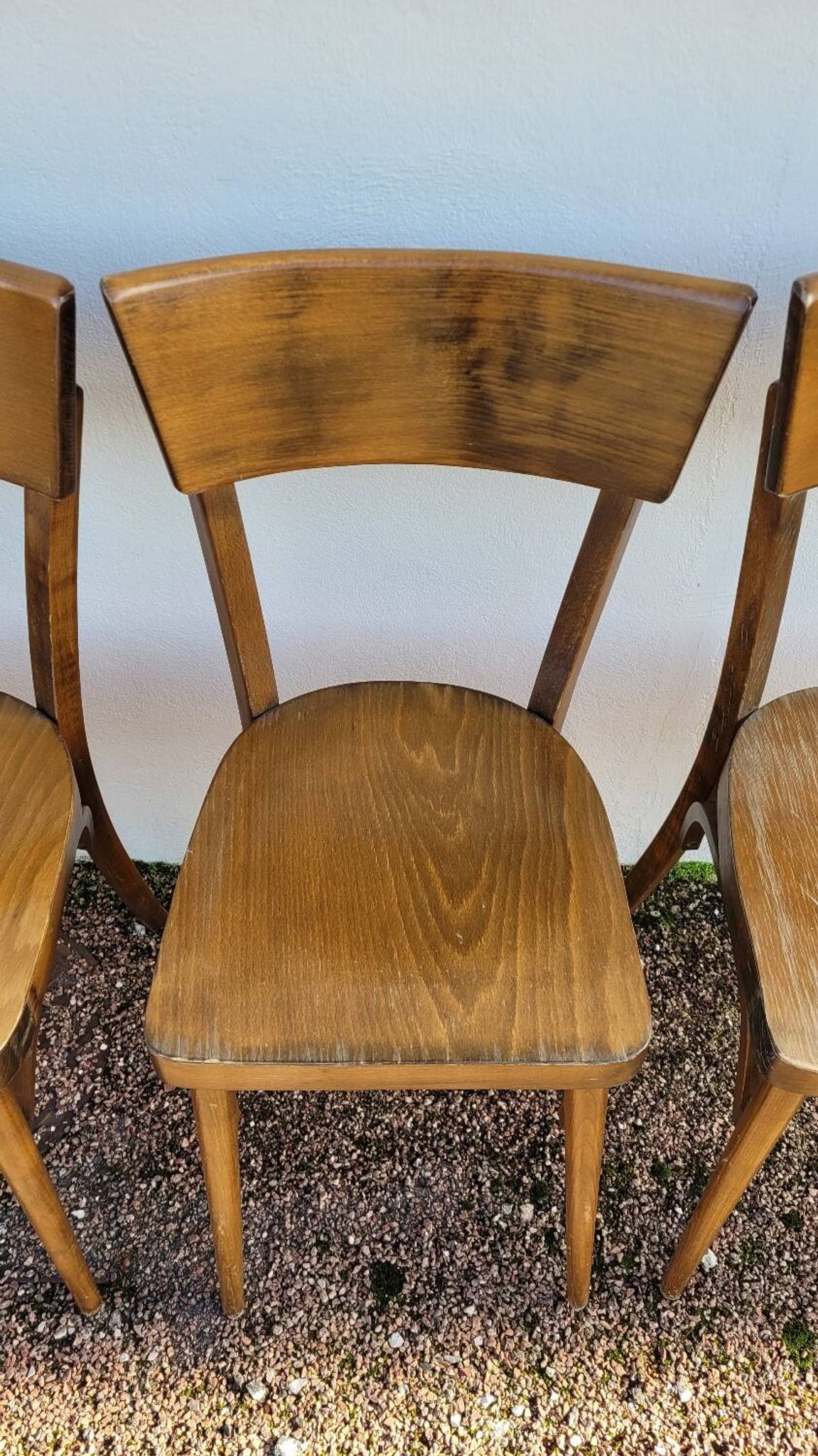 Series of 6 vintage old restaurant bistro chairs - 1950s